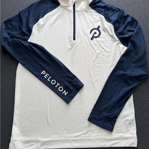 RHONE White Athletic Half-Zip Pullover with Navy Trim